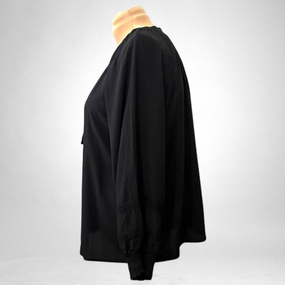 FIND ME PLUS Lightweight Black Peasant Boho Tie Front Blouse, NWT! Size 3XL - Picture 5 of 9